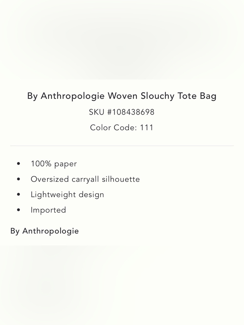 Anthropologie woven Slouchy Tote Bag in Natural - Picture 4 of 4